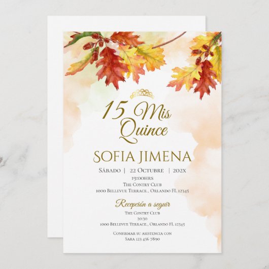 Quincenera Einladung in Spanisch Boho (Vorne/Hinten)