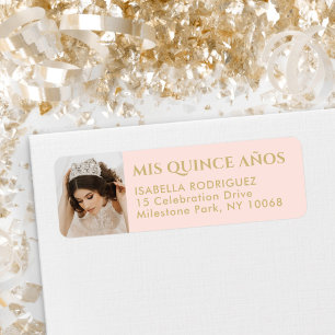 Quinceñera Foto Rosa und Gold Rücksendeadresse