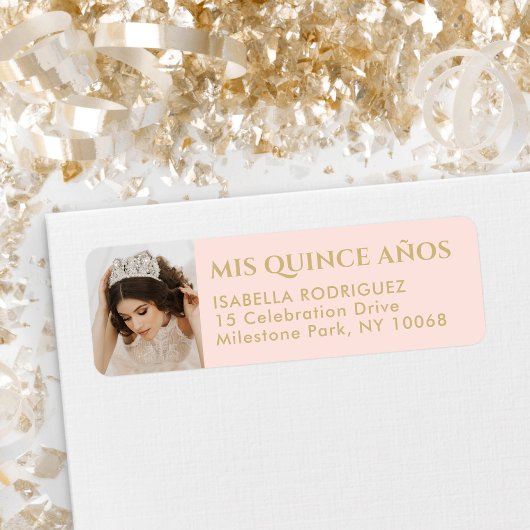 Quinceñera Foto Rosa und Gold Rücksendeadresse