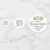 Quinceñera Fotos & Gold Crown Mis XV Chic Modern Konfetti (Rückseiten)