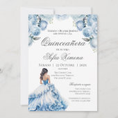 Quincenera Invitation in Spanish Blue Einladung (Vorderseite)