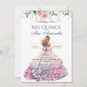 Quincenera Invitation in Spanish BohoFloral Einladung (Vorderseite)