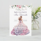 Quincenera Invitation in Spanish BohoFloral Einladung (Stehend Vorderseite)