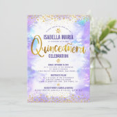 Quinceñera Lila Wasserbad Lido di Lugano Einladung (Stehend Vorderseite)