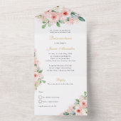 Quinceñera Pink und Gold Blume All In One Einladung (Innen Boden)