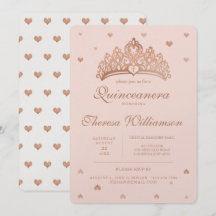 Quinceñera Princess Crown & Heart Rose Gold