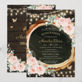 Quinceñera Rustikaler Blütenwald verzaubert Einladung (Vorne/Hinten)