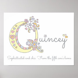 Quincey Monogram Art Girls Name und Bedeutung Post Poster