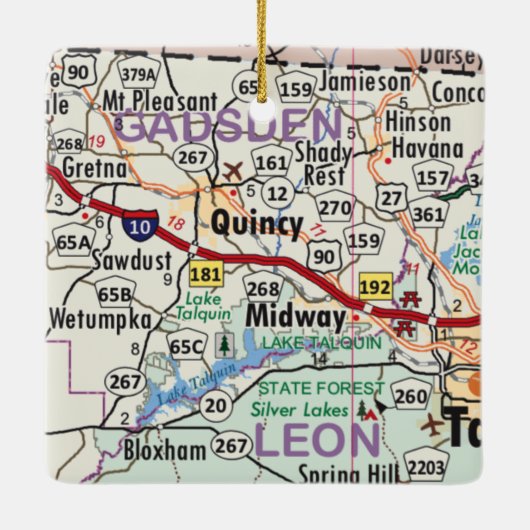 Quincy Florida Map Keramikornament (Rückseite)