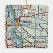 Quincy IL Vintag Map Keramikornament (Rückseite)