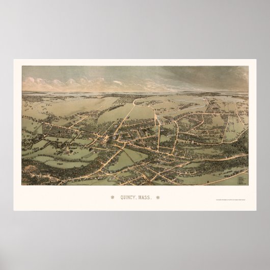 Quincy, MA Panoramic Map - 1877 Poster (Vorne)