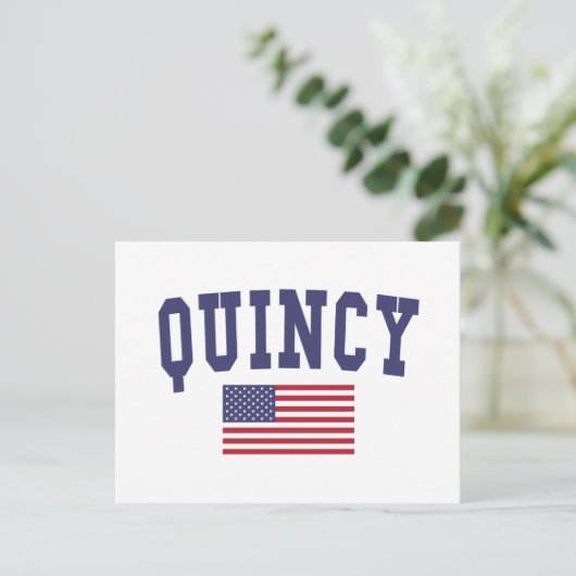 Quincy MA US-Flagge Postkarte (Stehend Vorderseite)