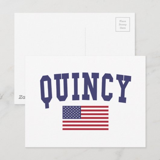Quincy MA US-Flagge Postkarte (Vorne/Hinten)
