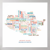 Quincy Point Massachusetts Neighborhood Street Map Poster (Vorne)