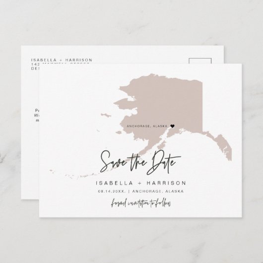 QUINN- Alaska Karte Save the Date (bewegliches Her (Vorne/Hinten)