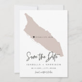Quinn Blush Pink Aruba Map Foto Save the Date Einladung (Vorderseite)