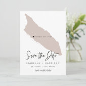 Quinn Blush Pink Aruba Map Foto Save the Date Einladung (Stehend Vorderseite)