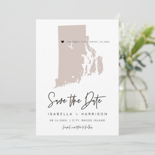 Quinn Blush Pink Rhode Island Karte Save the Date (Stehend Vorderseite)