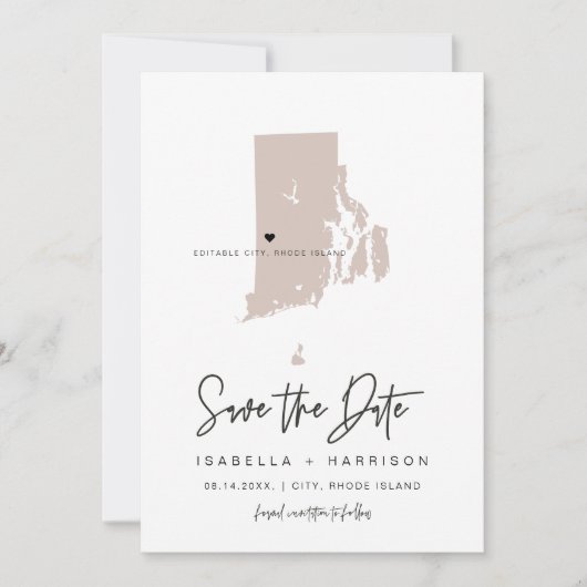 QUINN Blush Rhode Island Gepäckmarke Save the Date Einladung (Vorderseite)