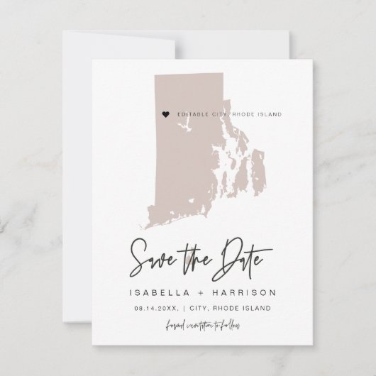 QUINN Blush Rhode Island Save the Date Postkarte (Vorderseite)