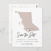 QUINN - British Columbia Map Save the Date EDITABL Postkarte (Vorne/Hinten)