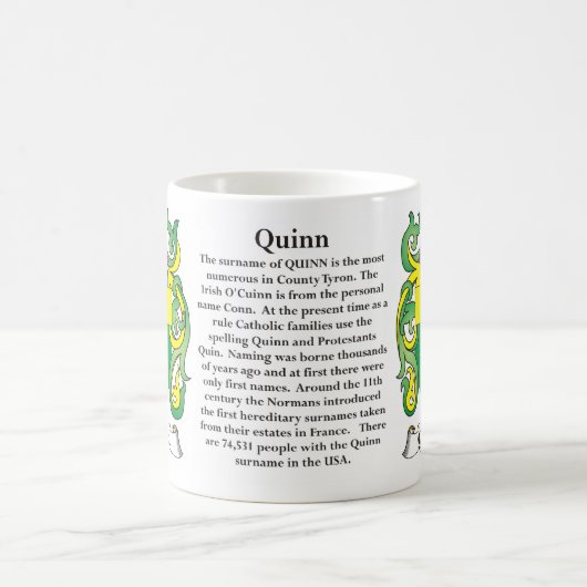 Quinn-Familien-Wappen Tasse (Mittel)