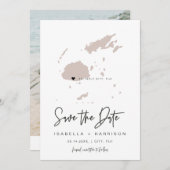 QUINN FIJI Blush Pink Map Foto Save the Date Einladung (Vorne/Hinten)