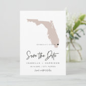 QUINN FLORIDA Blush Pink Map Foto Save the Date Einladung (Stehend Vorderseite)
