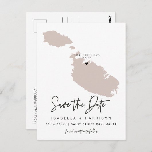 QUINN - Malta Karte Save the Date (bewegliches Her (Vorne/Hinten)