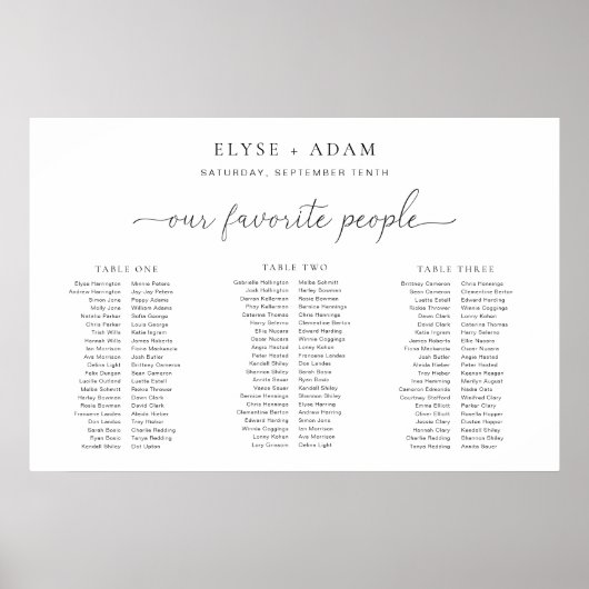 Quinn Minimal 3 Banquet Table Plan Fotolabine Poster (Vorne)