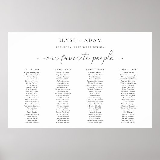 Quinn Minimal 4 Bankett Tischplatine Poster (Vorne)