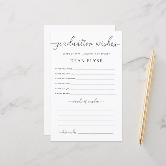 Quinn Minimal Abschluss Wishings (Vorderseite/Rückseite Beispiel)