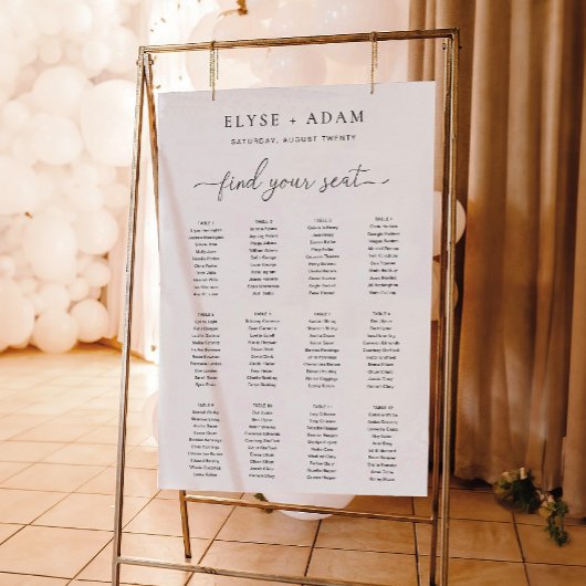 Quinn Modernes Minimal 12 Tisch Plakat