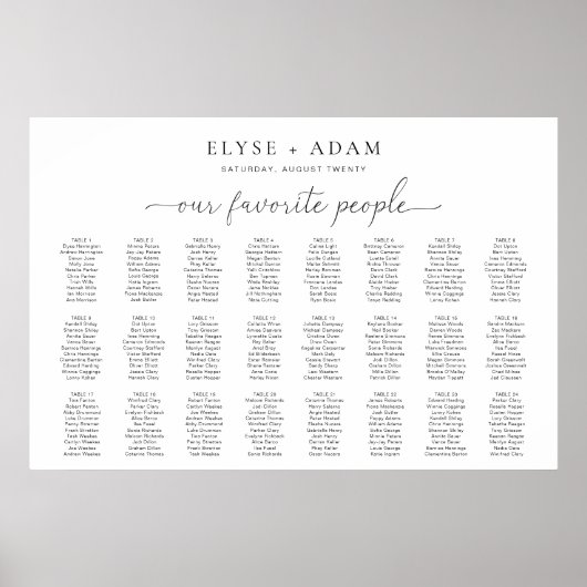 Quinn Modernes Minimal 24 Tisch Plakat (Vorne)