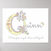 Quinn Monogram Art Girls Name und Bedeutung Poster (Vorne)