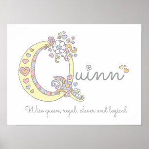 Quinn Monogram Art Girls Name und Bedeutung Poster