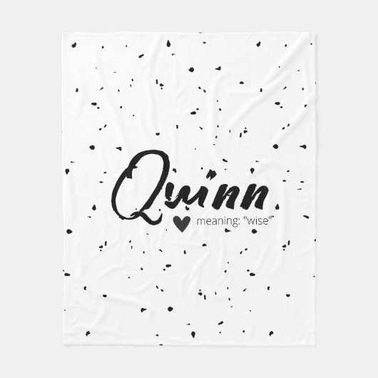 Quinn Name bedeutet Minimal Moderne Schwarz-weiße Fleecedecke (Vorderseite)