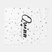 Quinn Name bedeutet Minimal Moderne Schwarz-weiße Fleecedecke (Vorderseite (Horizontal))
