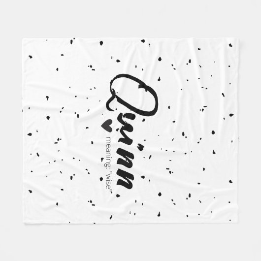 Quinn Name bedeutet Minimal Moderne Schwarz-weiße  Fleecedecke (Vorderseite (Horizontal))