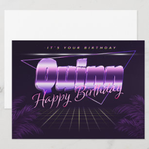 Quinn Name Vorname lila retro Karte Geburtstag