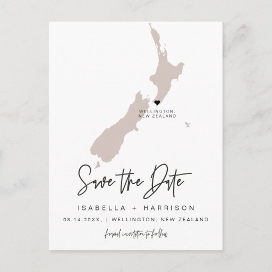 QUINN - Neuseeland Karte Save the Date EDITABLE (Vorderseite)
