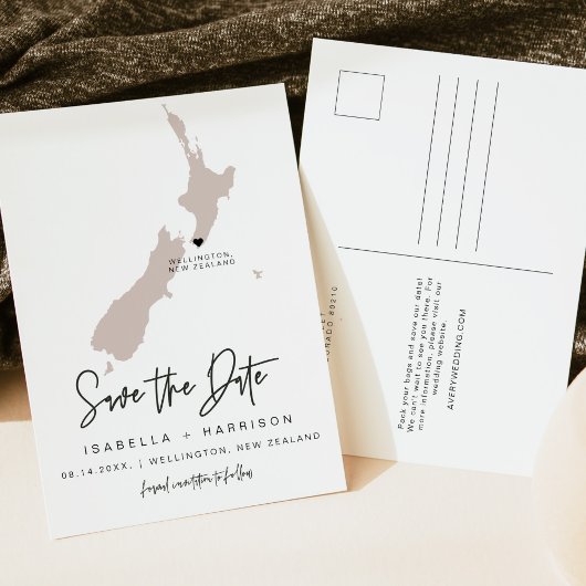 QUINN - Neuseeland Karte Save the Date EDITABLE