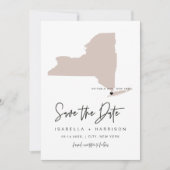 QUINN NEW YORK Blush Pink Map Foto Save the Date Einladung (Vorderseite)