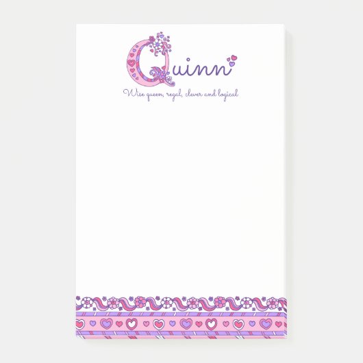 Quinn personalisierter Q-Name bedeutet Post Notize Post-it Klebezettel (Vorderseite)