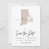 QUINN RHODE ISLAND Blush Map Foto Save the Date Einladung (Vorderseite)