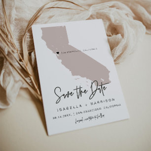 QUINN Roush California Map Foto Save the Date Einladung
