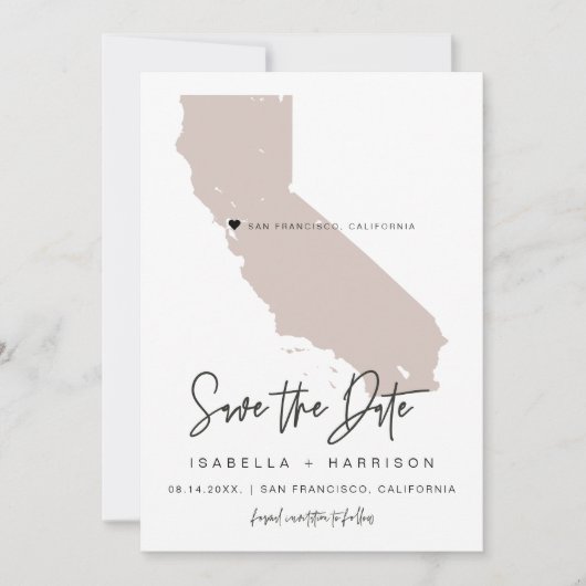 QUINN | Roush California Map Foto Save the Date Einladung (Vorderseite)