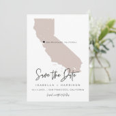 QUINN | Roush California Map Foto Save the Date Einladung (Stehend Vorderseite)
