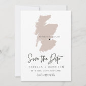 QUINN SCOTLAND Blush Pink Map Foto Save the Date Einladung (Vorderseite)