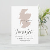 QUINN SCOTLAND Blush Pink Map Foto Save the Date Einladung (Stehend Vorderseite)